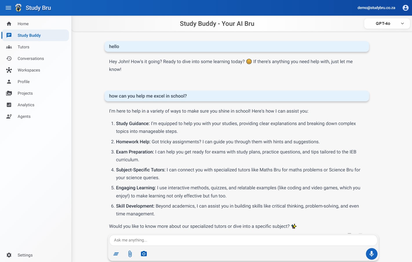 StudyBru desktop interface showing how it works