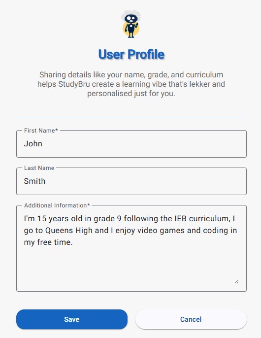 User profile customization